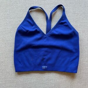 SET ACTIVE Ribbed V Sports Bra Royal Blue M/L